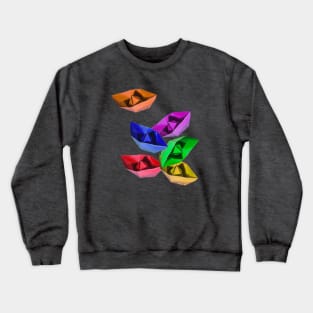 Bunch of colored paper boats Crewneck Sweatshirt